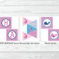 Pink Whale Nautical Printable Birthday Party Package #A332