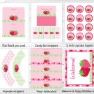 Sweet Little Strawberry Printable Birthday Party Package #A311