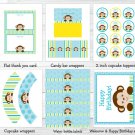 Mod Monkey Printable Birthday Party Package #A335