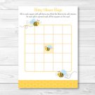 Sweet Little Bumble Bee Printable Baby Shower Bingo Cards #A134