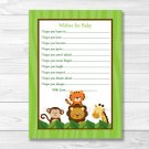 Jungle Safari Friends Printable Baby Shower Wishes For Baby Advice Cards #A336