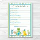 Frog Turtle Duck In The Pond Printable Baby Shower Wishes For Baby Advice Cards #A158