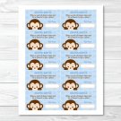 Mod Pop Monkey Blue Printable Baby Shower Diaper Raffle Tickets #A175