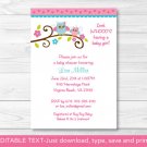 Girl Owl Printable Baby Shower Invitation Editable PDF #A162
