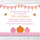 Pink Pumpkin Fall Harvest Printable Birthday Invitation Editable PDF #A338