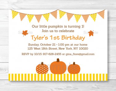 Pumpkin Fall Harvest Printable Birthday Invitation Editable PDF #A339