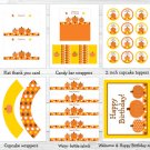 Fall Pumpkin Autumn Printable Birthday Party Package #A339