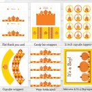 Fall Pumpkin Autumn Baby Boy Printable Baby Shower Party Package #A248