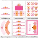 Pink Pumpkin Fall Harvest Printable Baby Shower Party Package #A337
