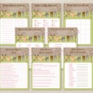 Pink Woodland Forest Animals Baby Shower Games Pack - 8 Printable Games #A340