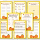 Fall Pumpkin Baby Shower Games Pack - 8 Printable Games #A341