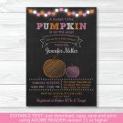 Pink Pumpkin Chalkboard Printable Baby Shower Invitation Editable PDF #A342