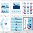 Pirate Monkey Nautical Whale Printable Birthday Party Package #A306
