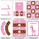 Pink Giraffe Printable Baby Shower Party Package #A240