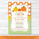 Fall Pumpkin Chevron Printable Baby Shower Invitation Editable PDF #A346