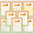 Fall Pumpkin Chevron Baby Shower Games Pack - 8 Printable Games #A346