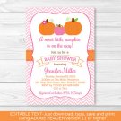 Pink Pumpkin Chevron Printable Baby Shower Invitation Editable PDF #A166