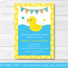 Rubber Duck Printable Birthday Invitation Editable PDF #A345