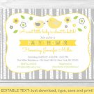 Yellow & Grey Woodland Bird Printable Baby Shower Invitation Editable PDF #A351