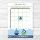 Sail Away Sailboat Nautical Green Printable Baby Shower Bingo Cards #A210