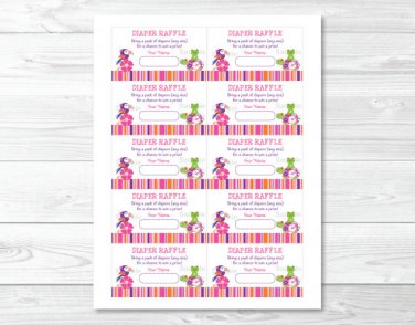 Tropical Garden Pond Frog Turtle Baby Shower Diaper Raffle Tickets #A241