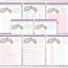 Pink Owl Baby Shower Games Pack - 8 Printable Games #A162