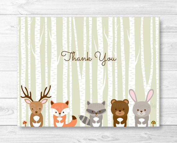 Woodland Animals Thank You Card Printable #A191