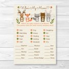 Woodland Animals Baby Shower Baby Animal Match Game Printable #A191