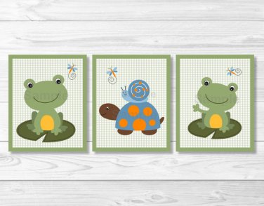 Turtle Frog Snail Nursery Wall Art Printable #A360