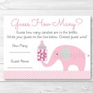 Pink Elephant Chevron Baby Shower "Guess How Many?" Game Cards Printable #A186