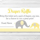 Yellow Chevron Elephant Baby Shower Diaper Raffle Tickets Printable #A181