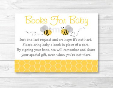 Bumble Bee Baby Shower Book Request Cards Printable #A359