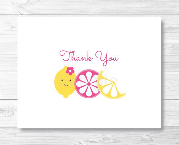 Pink Lemonade Thank You Card Printable #A303