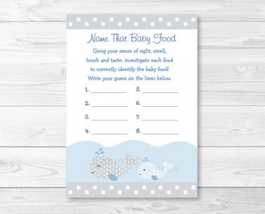 Nautical Whale Name That Baby Food Baby Shower Game Printable #A331