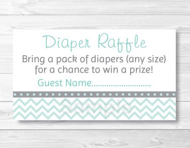 Green Chevron Baby Shower Diaper Raffle Tickets Printable #A364