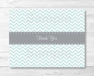 Green Chevron Thank You Card Printable #A364