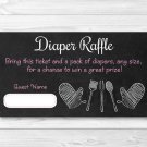 Pink Chalkboard BaByQ Diaper Raffle Tickets Baby Shower BBQ Printable #A366