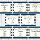 Nautical Gold Anchor Baby Shower Table Signs - 8 Printable Signs #A365