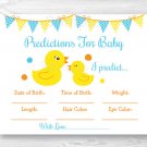 Rubber Duck Baby Shower Baby Predictions Game Cards Printable #A367