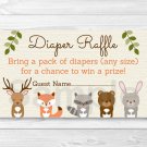 Woodland Forest Animals Baby Shower Diaper Raffle Tickets Printable #A191