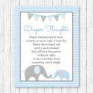 Blue Chevron Elephant Diaper Thoughts Late Night Diaper Baby Shower Game #A187