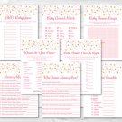 Blush Pink & Gold Glitter Baby Shower Games Pack - 8 Printable Games #A368