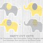 Yellow & Grey Elephant Party Cutouts Decorations Printable #A234