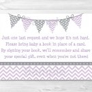 Purple & Grey Chevron Baby Shower Book Request Cards Printable #A370