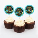 Boys Chalkboard Pool Party Cupcake Toppers Party Favor Tags Printable #A344