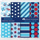 Airplane Stripes And Stars Digital Paper #A155