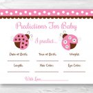 Pink Ladybug Baby Shower Baby Predictions Game Cards Printable #A122