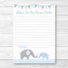 Blue Chevron Elephant Baby Shower Advice For Mommy To Be Cards Printable #A187