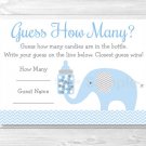 Blue Chevron Elephant Baby Shower "Guess How Many?" Game Cards Printable #A187