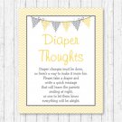 Yellow Chevron Diaper Thoughts Late Night Diaper Baby Shower Game #A356